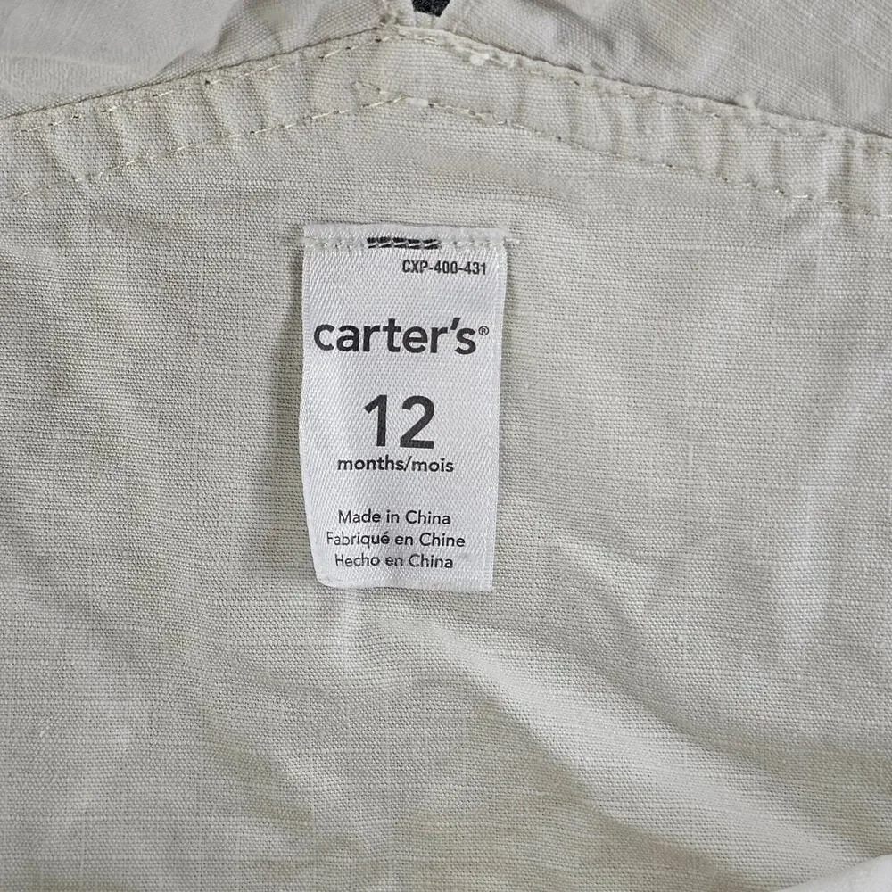Toddler Overalls 12 mo Carters Ripstop Cotton Treasure Hunter Bib Style Shorts